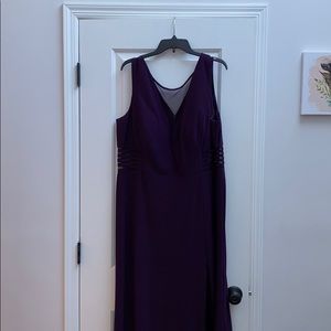 Plum full length gown with illusion V-neck